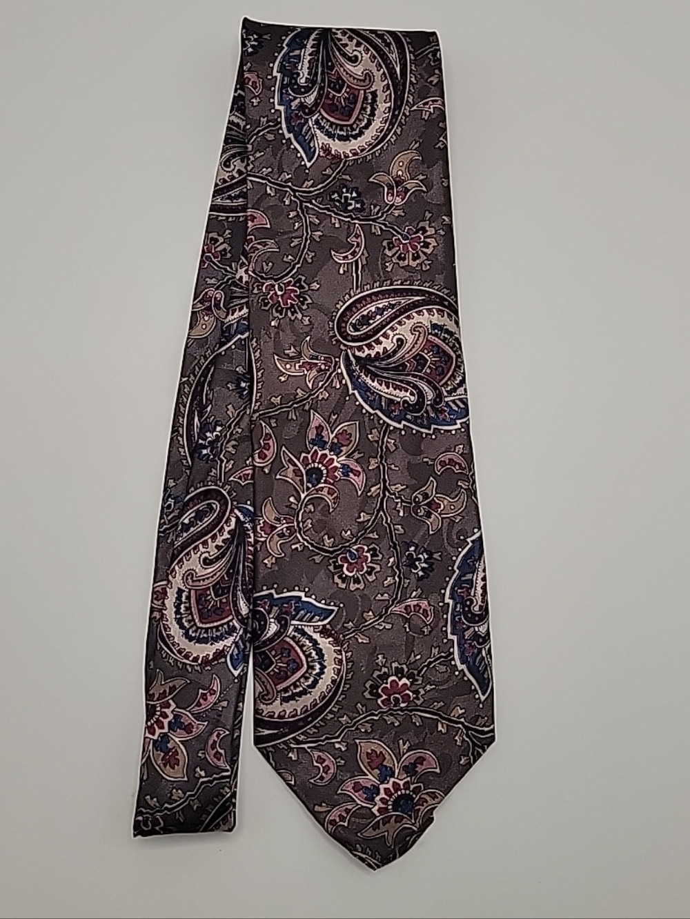 Van Heusen Brown Paisley Tie with Navy and Pink Accents